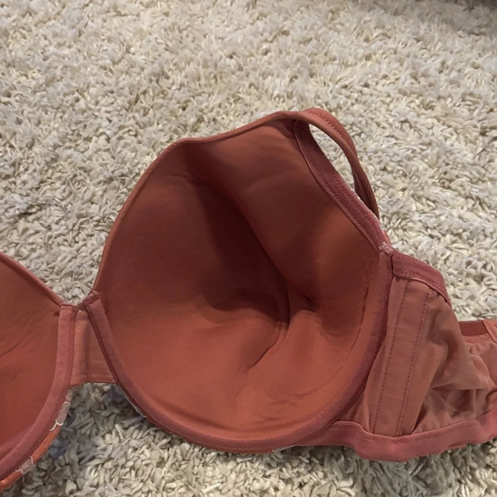 Cacique Satin Lace Bra in Rust and Cream